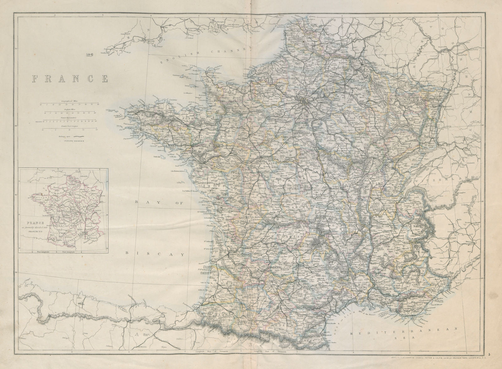 FRANCE in departements. Railways complete/under construction. JW LOWRY c1863 map